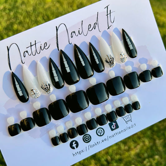 Nothing But Bones Press On Nail and Toenail Set Bundle