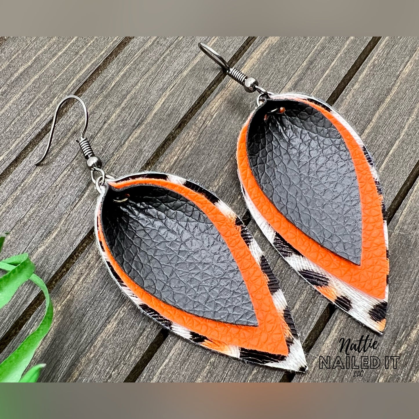 Pinched Petal Faux Leather Earrings
