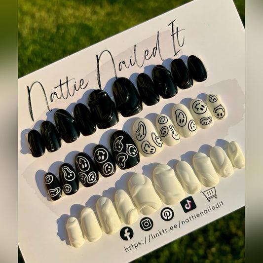 Black and White Press On Nails Bundle