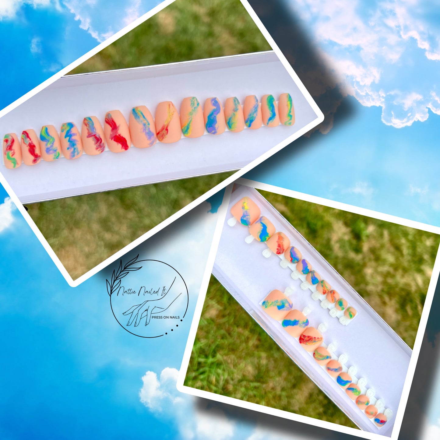 Rainbow Clouds Press On Nails Bundle